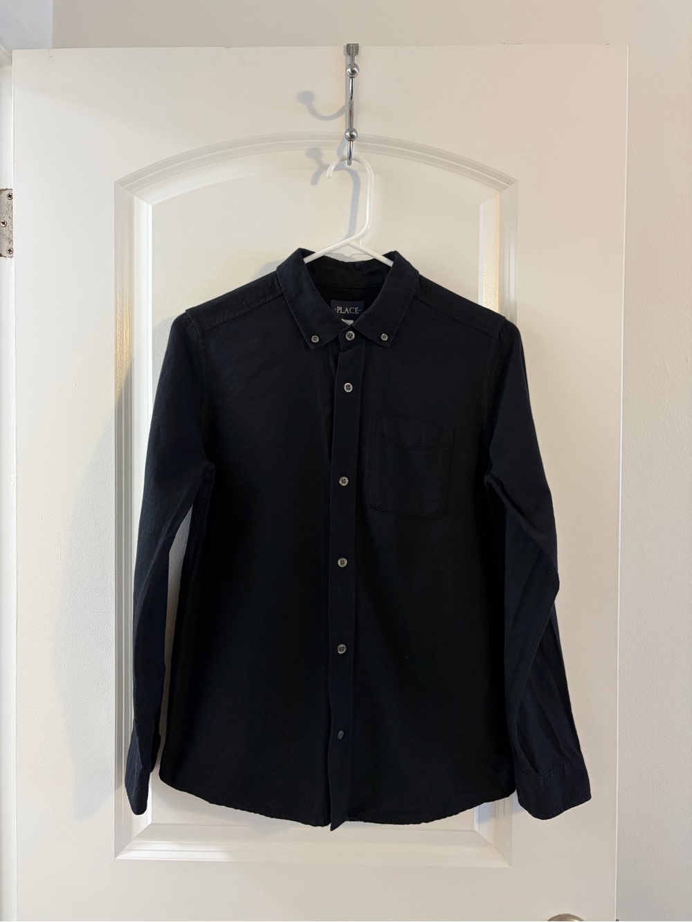 The Children's Place Boy’s Button-Down Black Long Sleeve Shirt Size 14 XL/TG